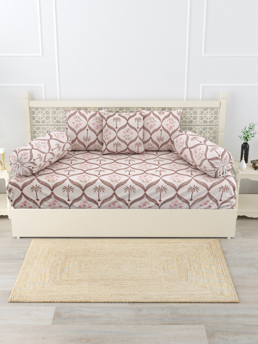 Saraya 6 Piece Cotton Diwan Set - Cream