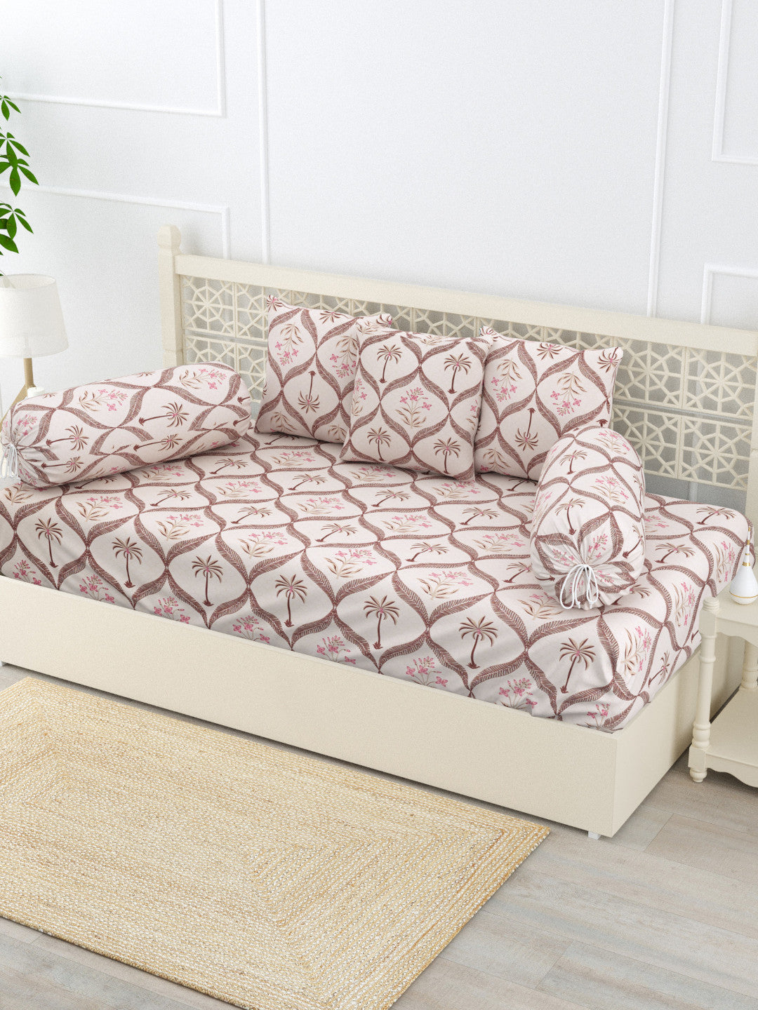Saraya 6 Piece Cotton Diwan Set - Cream