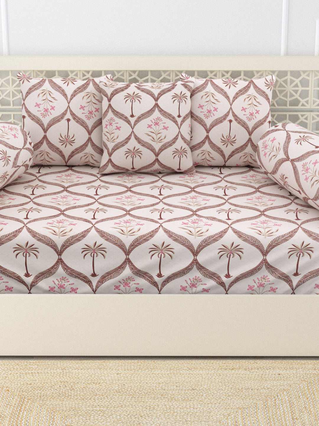 Saraya 6 Piece Cotton Diwan Set - Cream