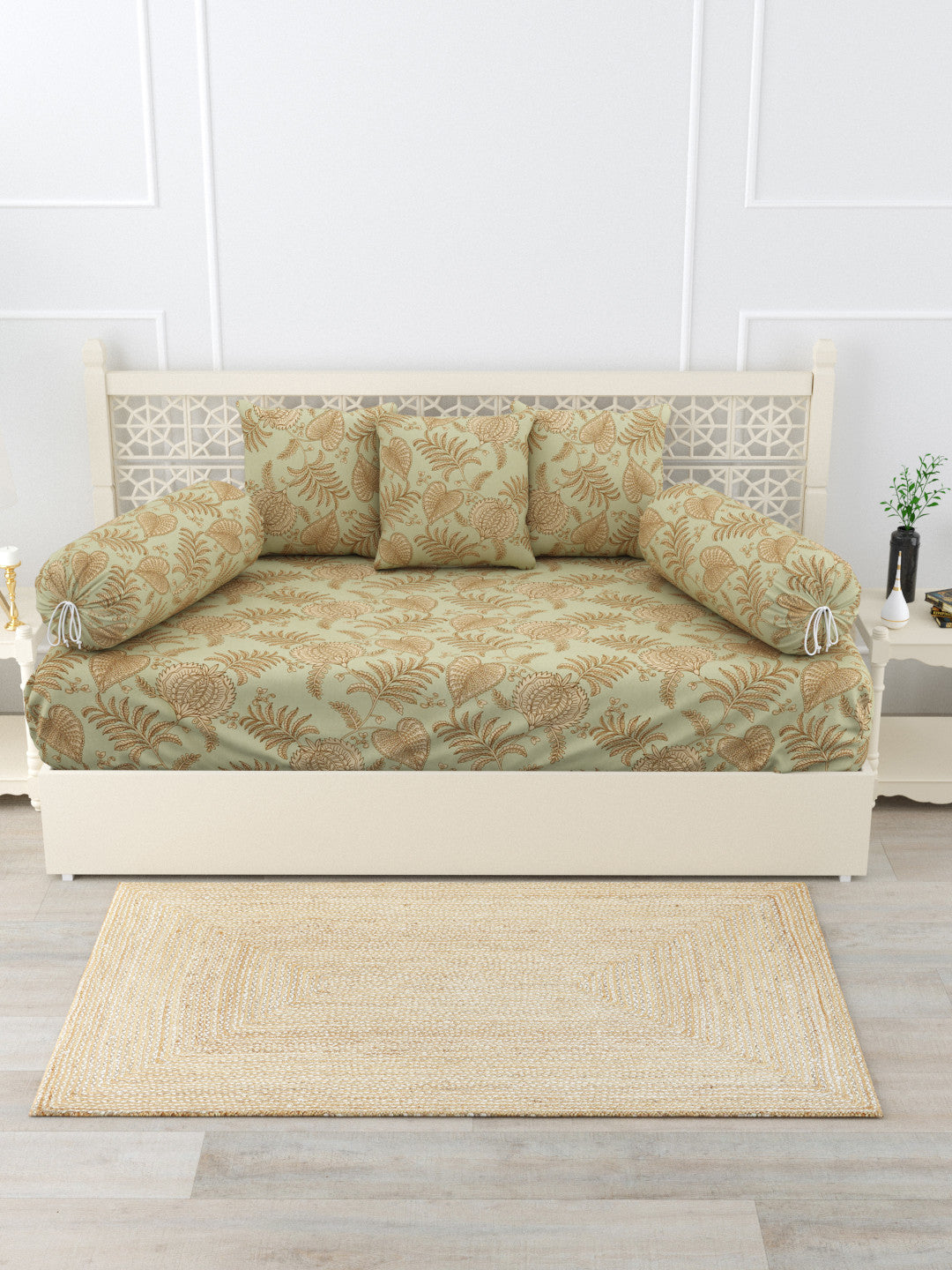 Sereen 6 Piece Cotton Diwan Set - Green