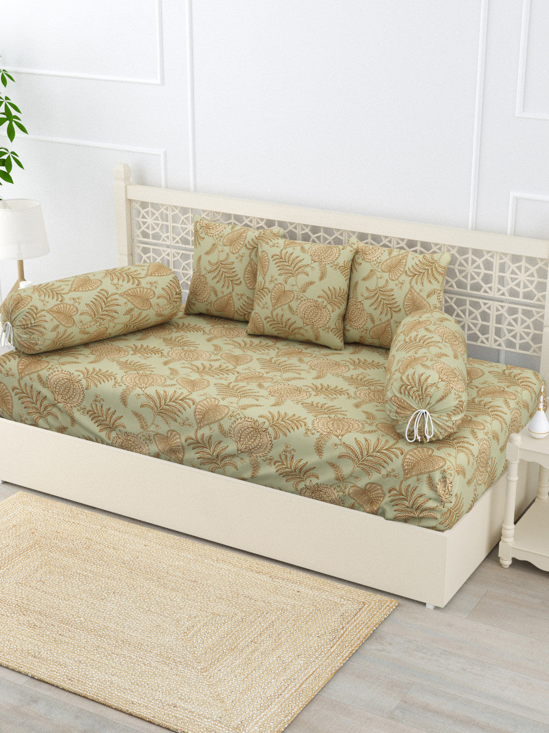 Sereen 6 Piece Cotton Diwan Set - Green
