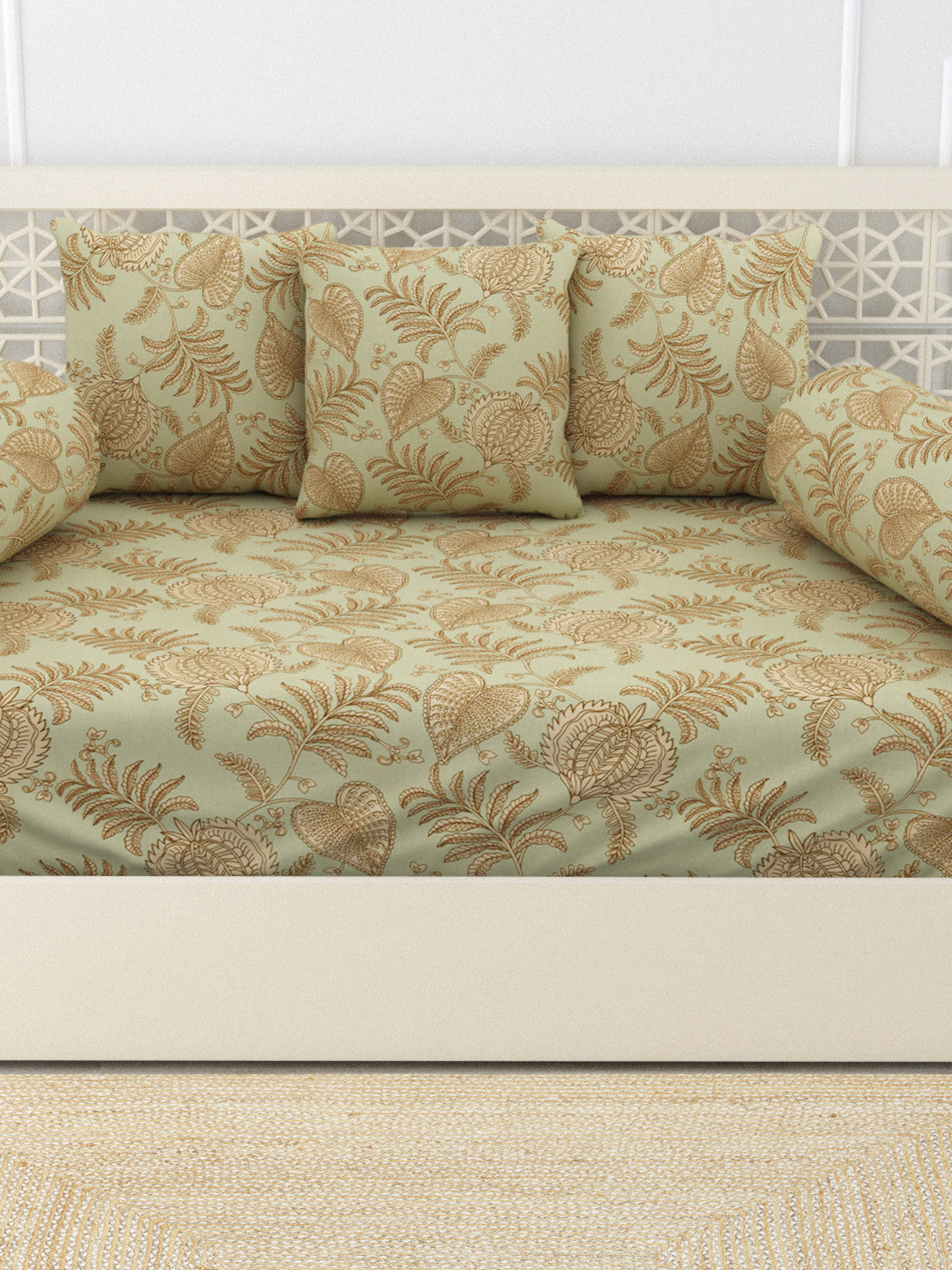 Sereen 6 Piece Cotton Diwan Set - Green