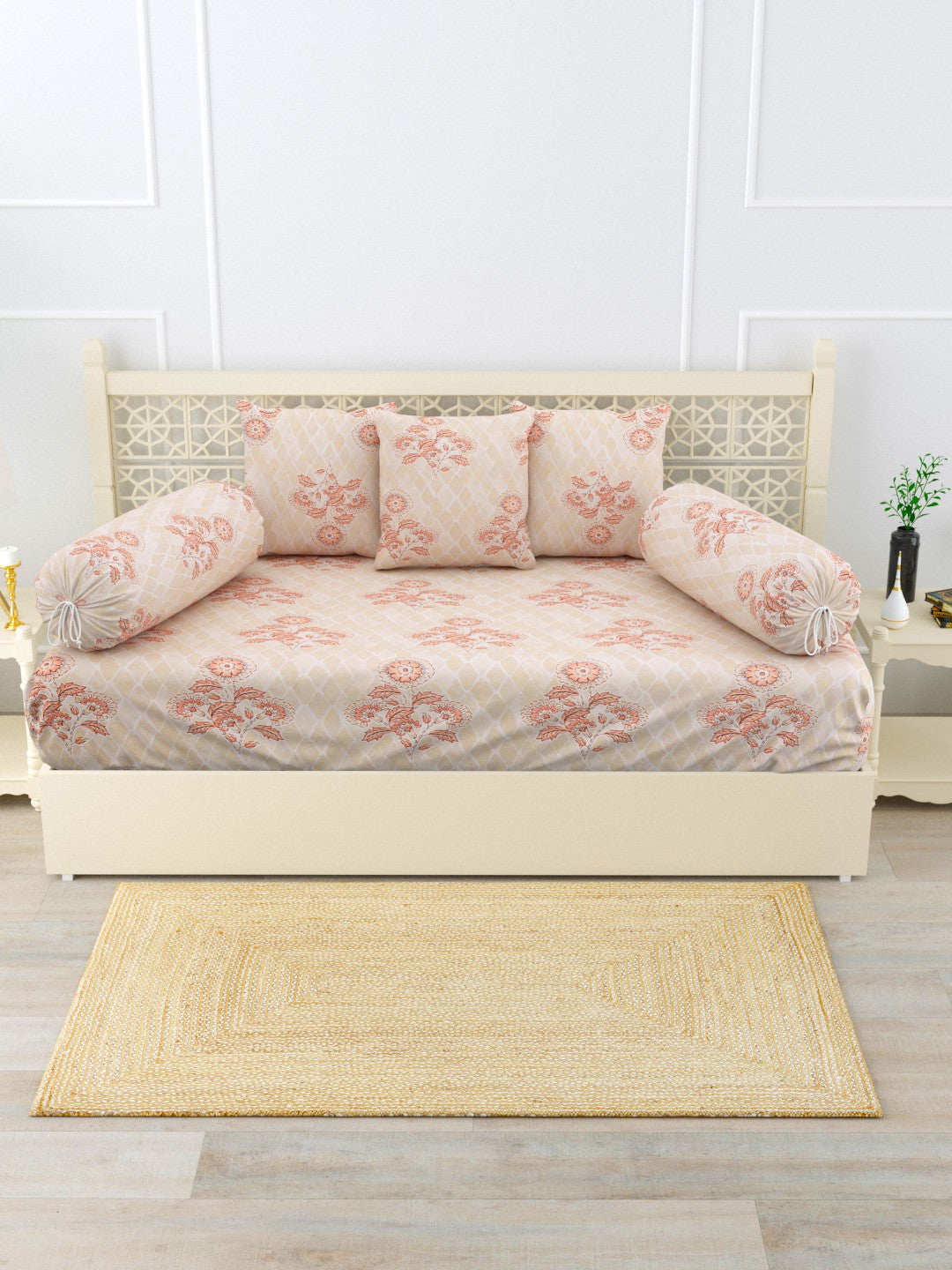 Nourah 6 Piece Cotton Diwan Set - Beige