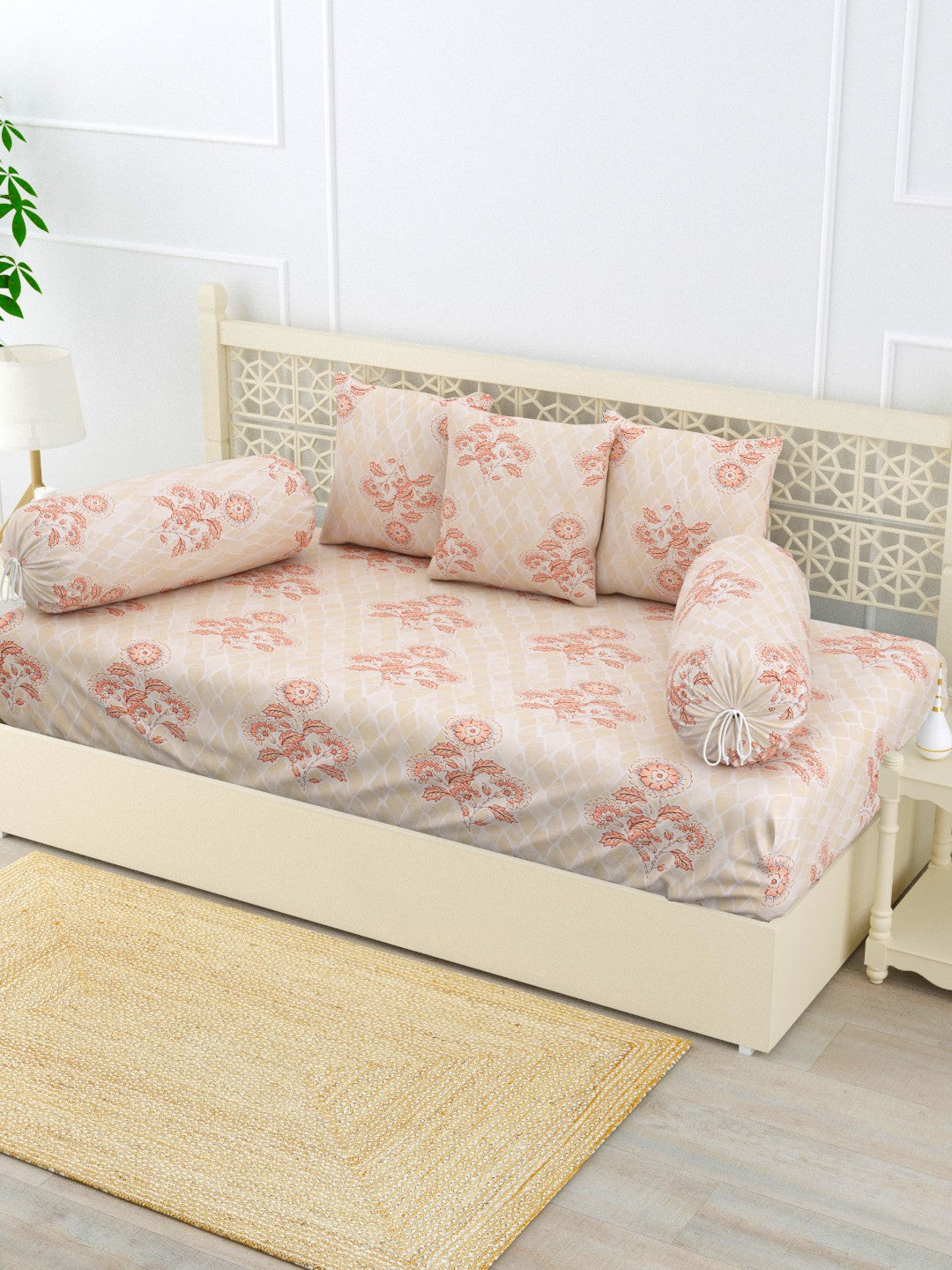 Nourah 6 Piece Cotton Diwan Set - Beige