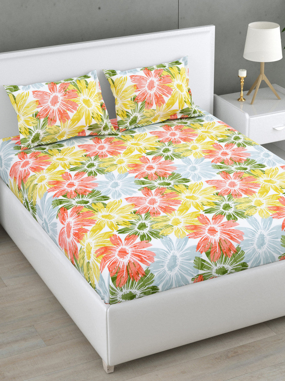 Sunrise Bloom 144 TC Cotton Bedsheet Set (B)