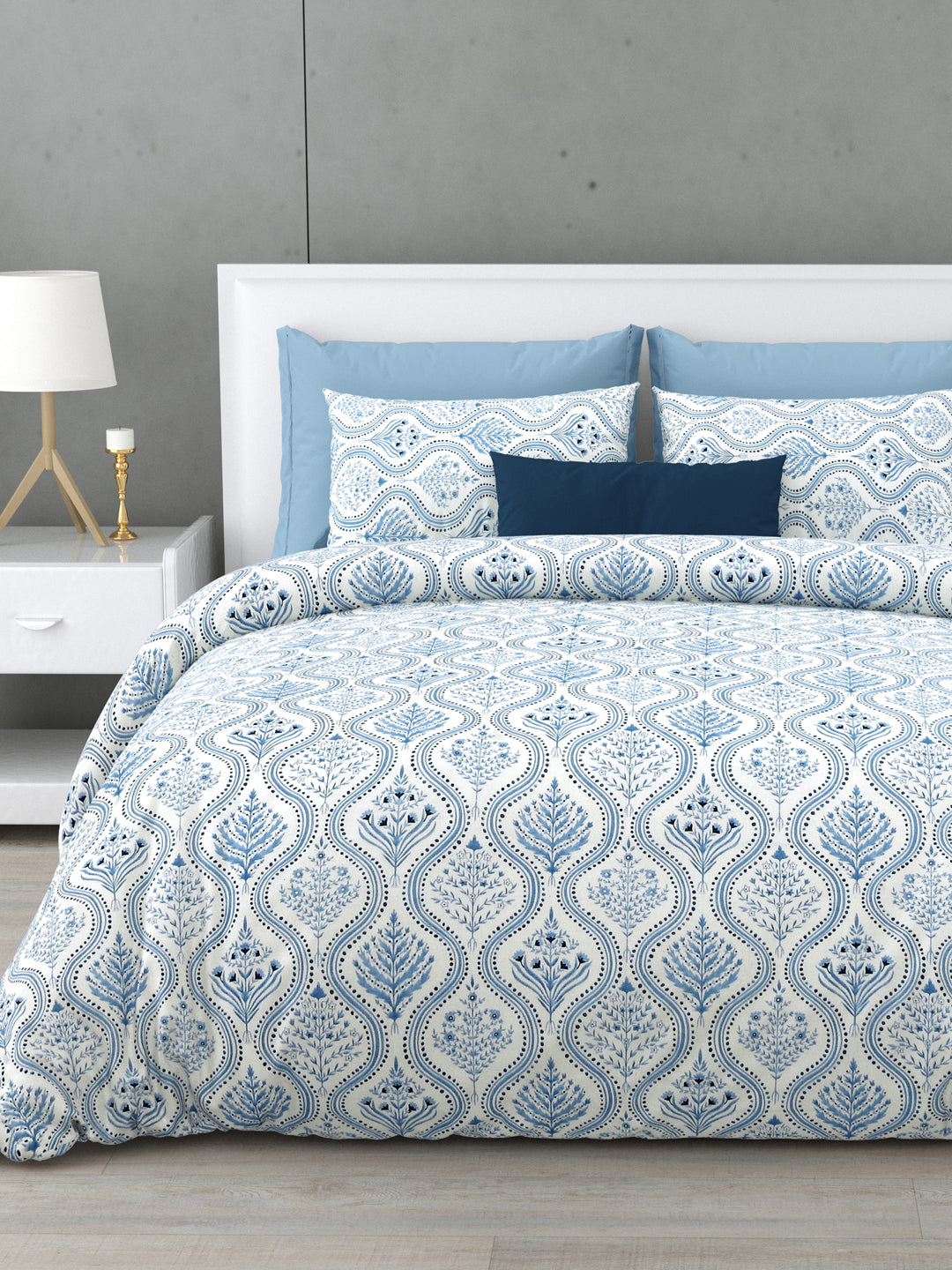 Indigo Flush 160 TC Cotton Bedsheet Set