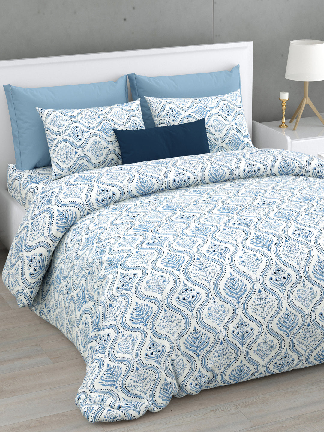 Indigo Flush 160 TC Cotton Bedsheet Set