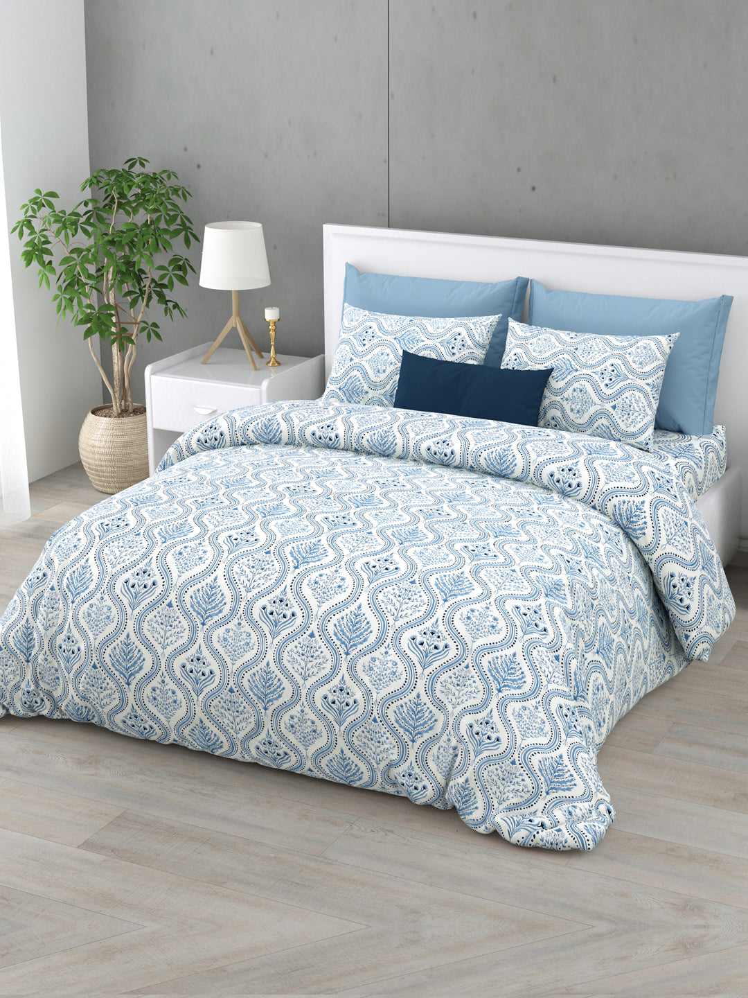 Indigo Flush 160 TC Cotton Bedsheet Set