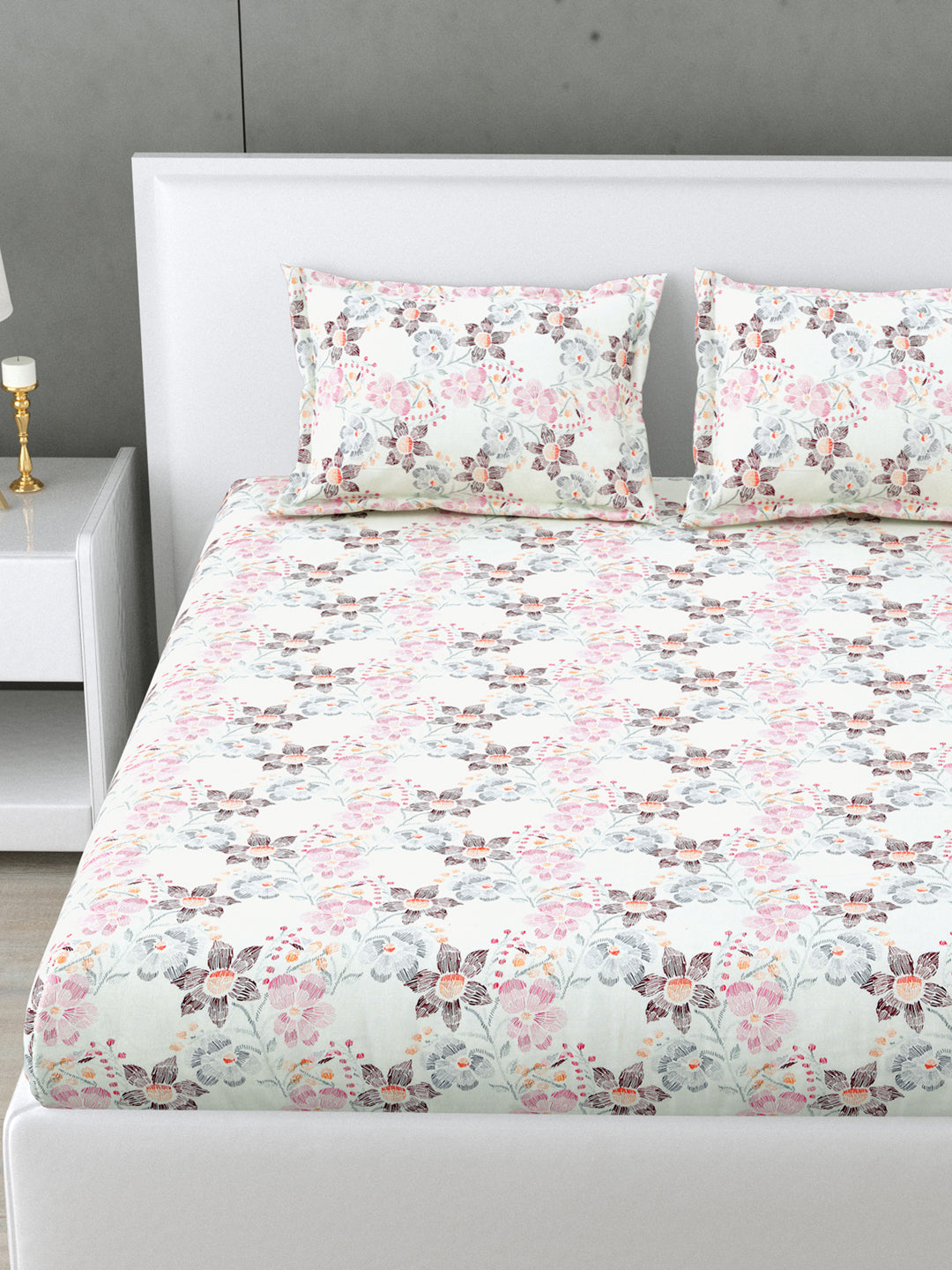 Florazure 160 TC Cotton Bedsheet Set