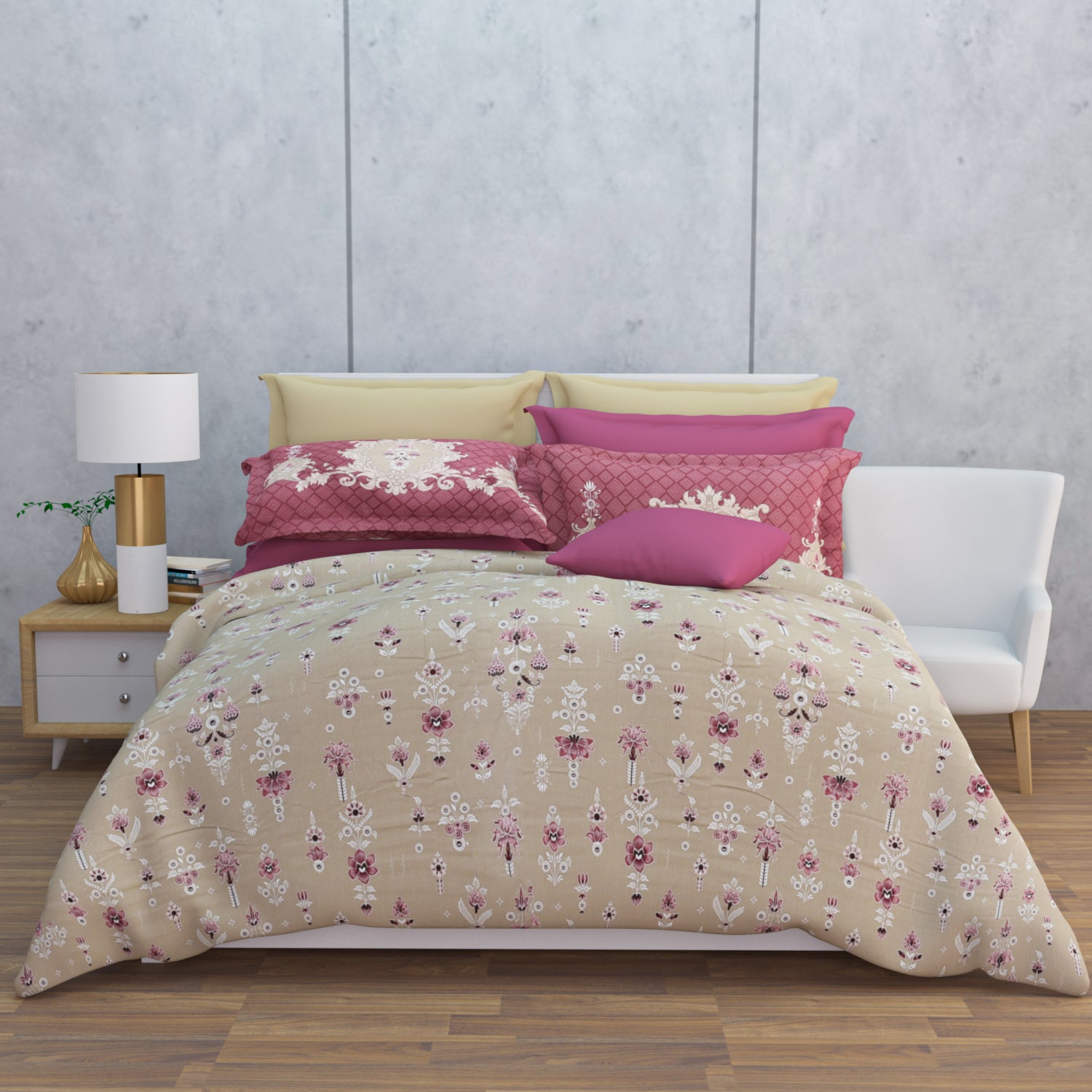 Ashbury 210 TC Cotton Bedsheet Set - Brown