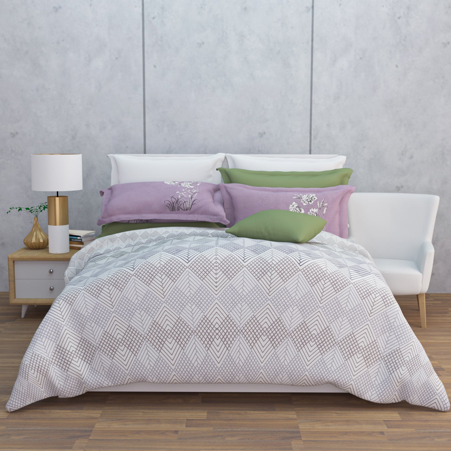 Mirae 210 TC Cotton Bedsheet Set - Grey