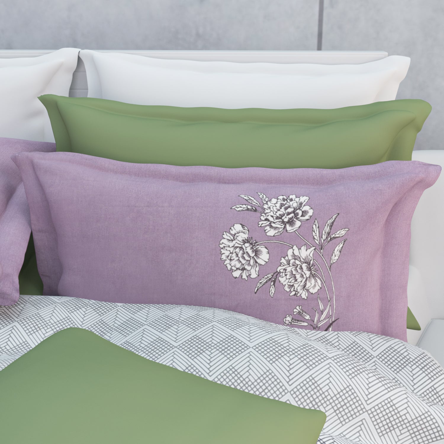Mirae 210 TC Cotton Bedsheet Set - Grey