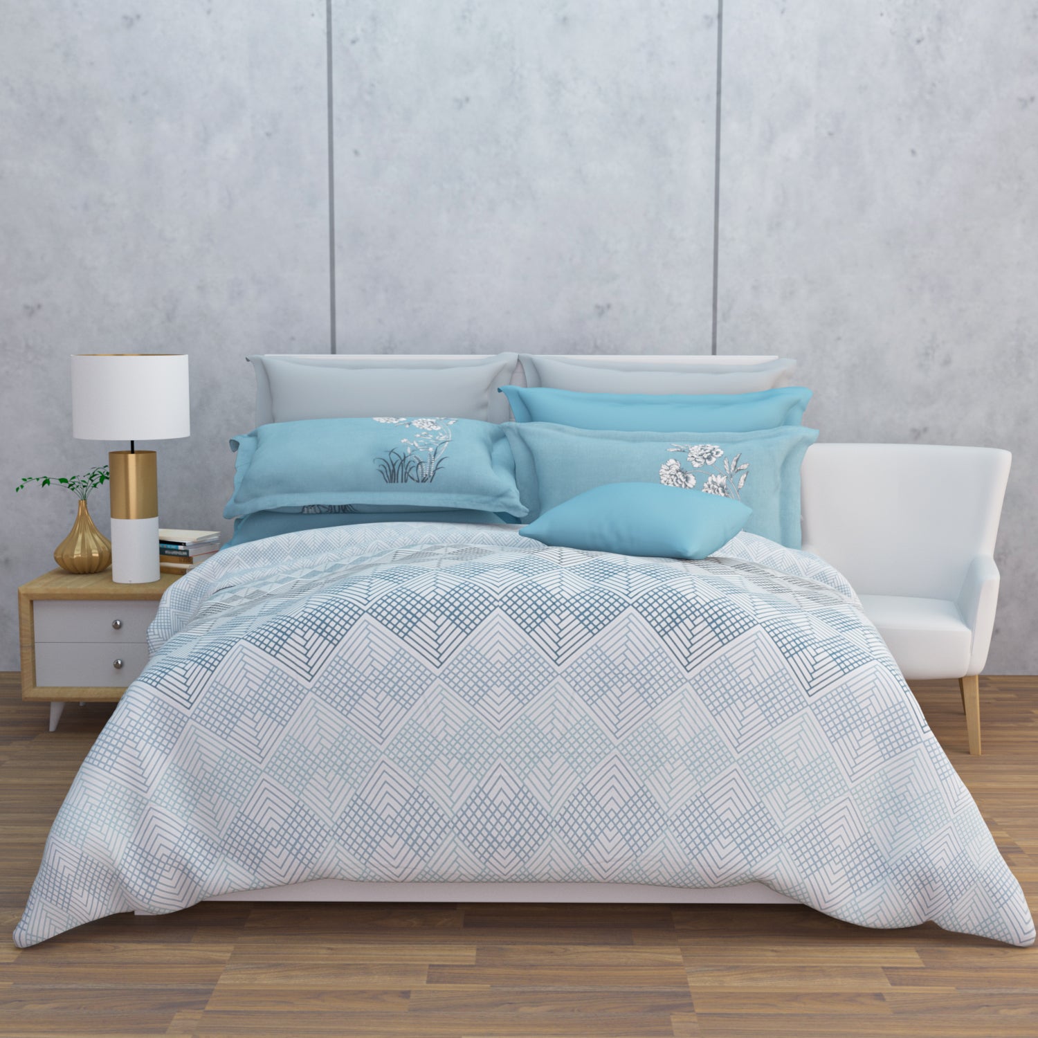 Mirae 210 TC Cotton Bedsheet Set - Teal