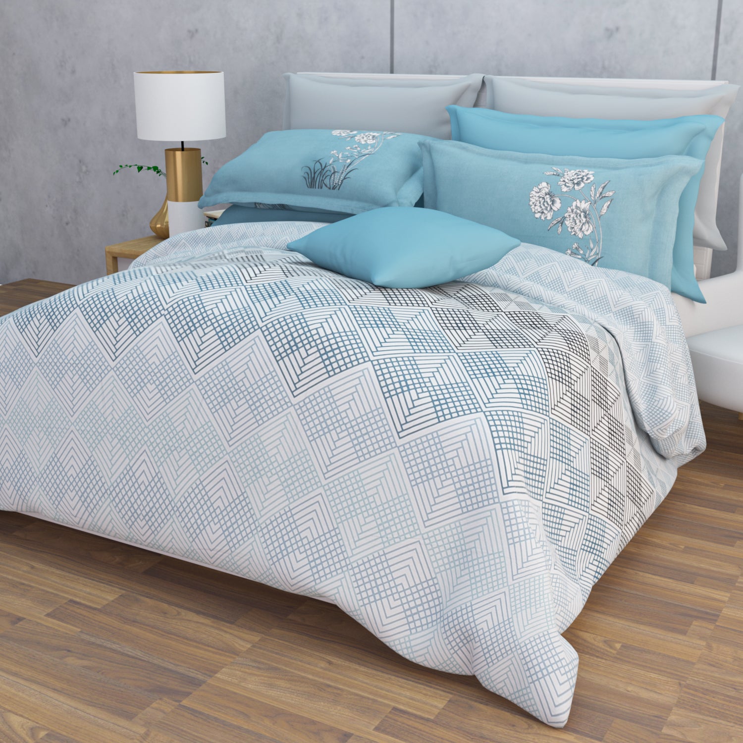 Mirae 210 TC Cotton Bedsheet Set - Teal