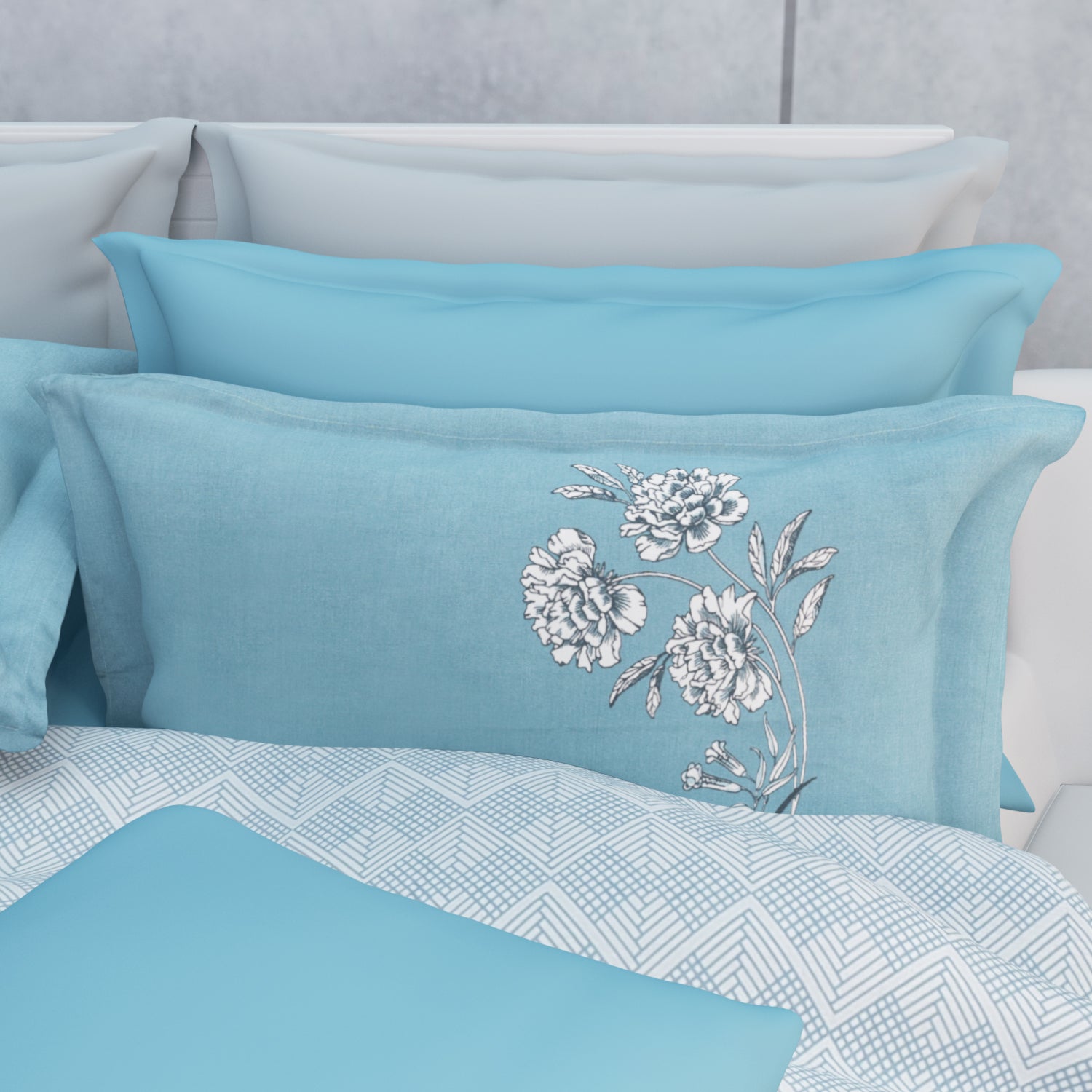 Mirae 210 TC Cotton Bedsheet Set - Teal