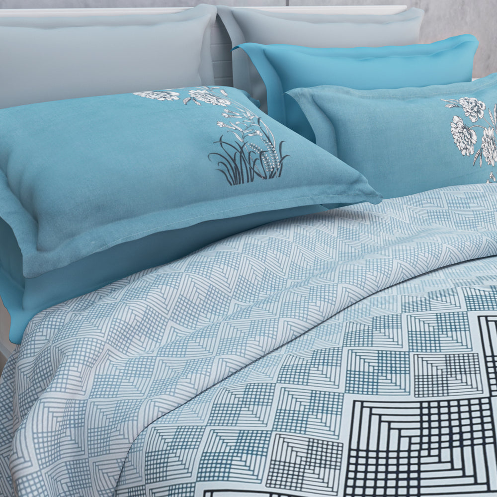 Mirae 210 TC Cotton Bedsheet Set - Teal
