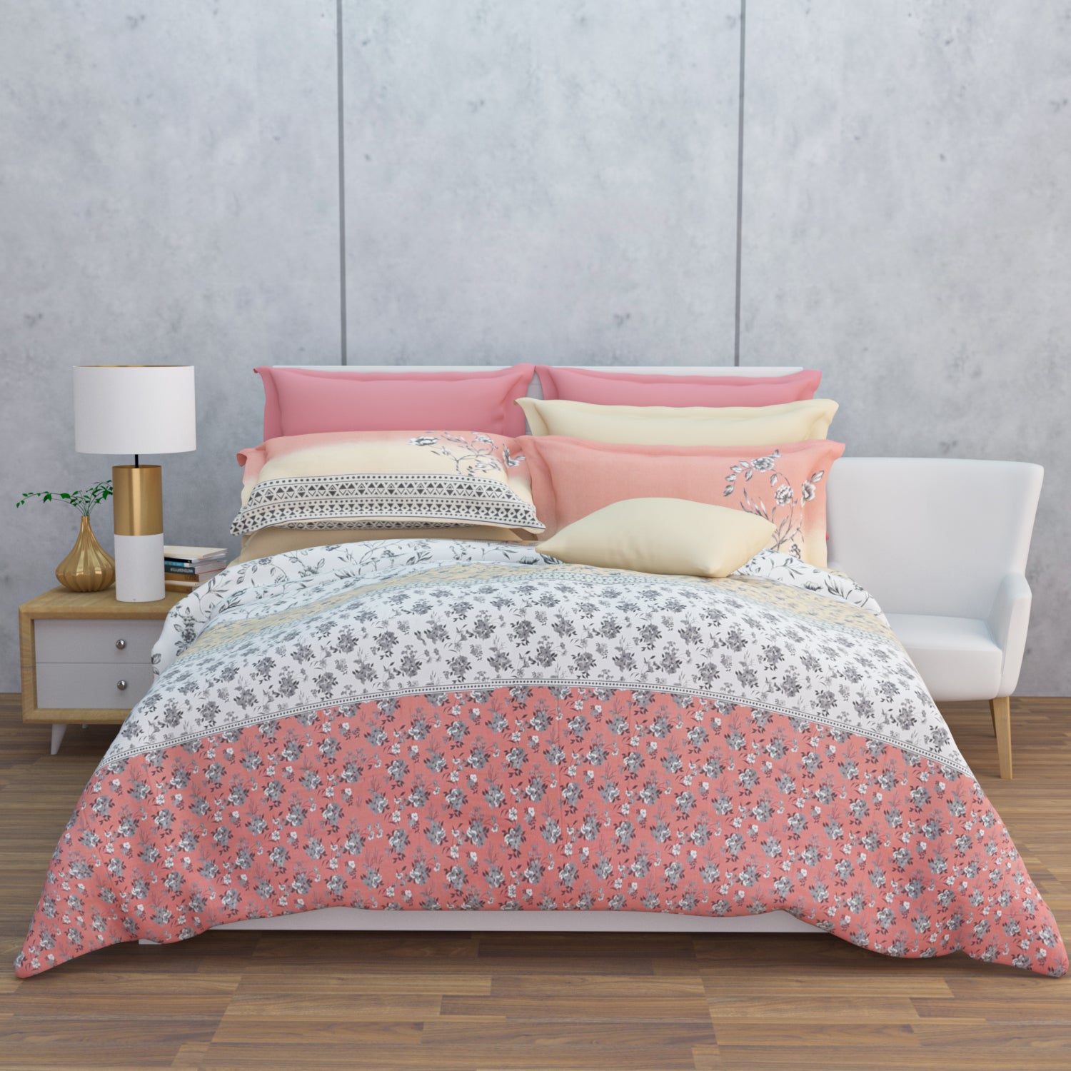 Heather 210 TC Cotton Bedsheet Set - White