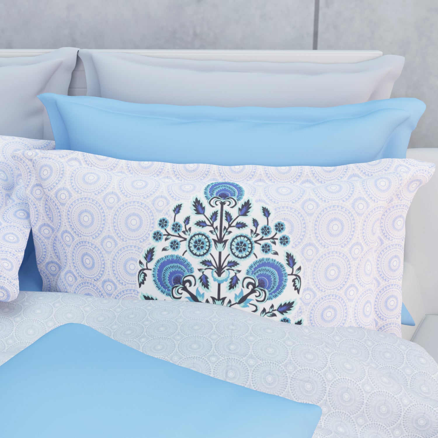 Omera 210 TC Cotton Bedsheet Set - Blue