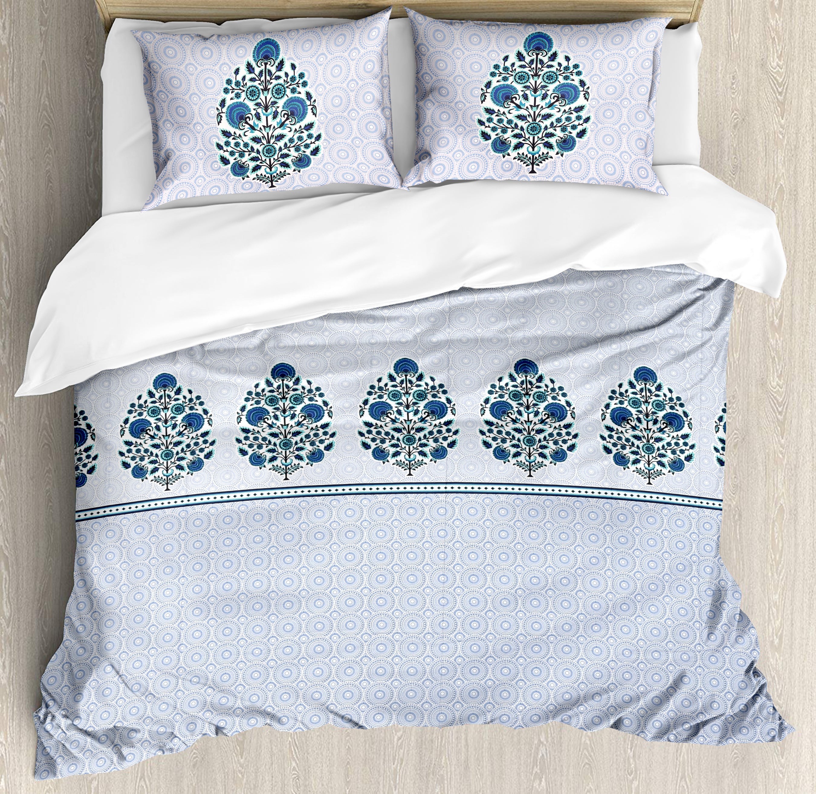 Omera 210 TC Cotton Bedsheet Set - Blue