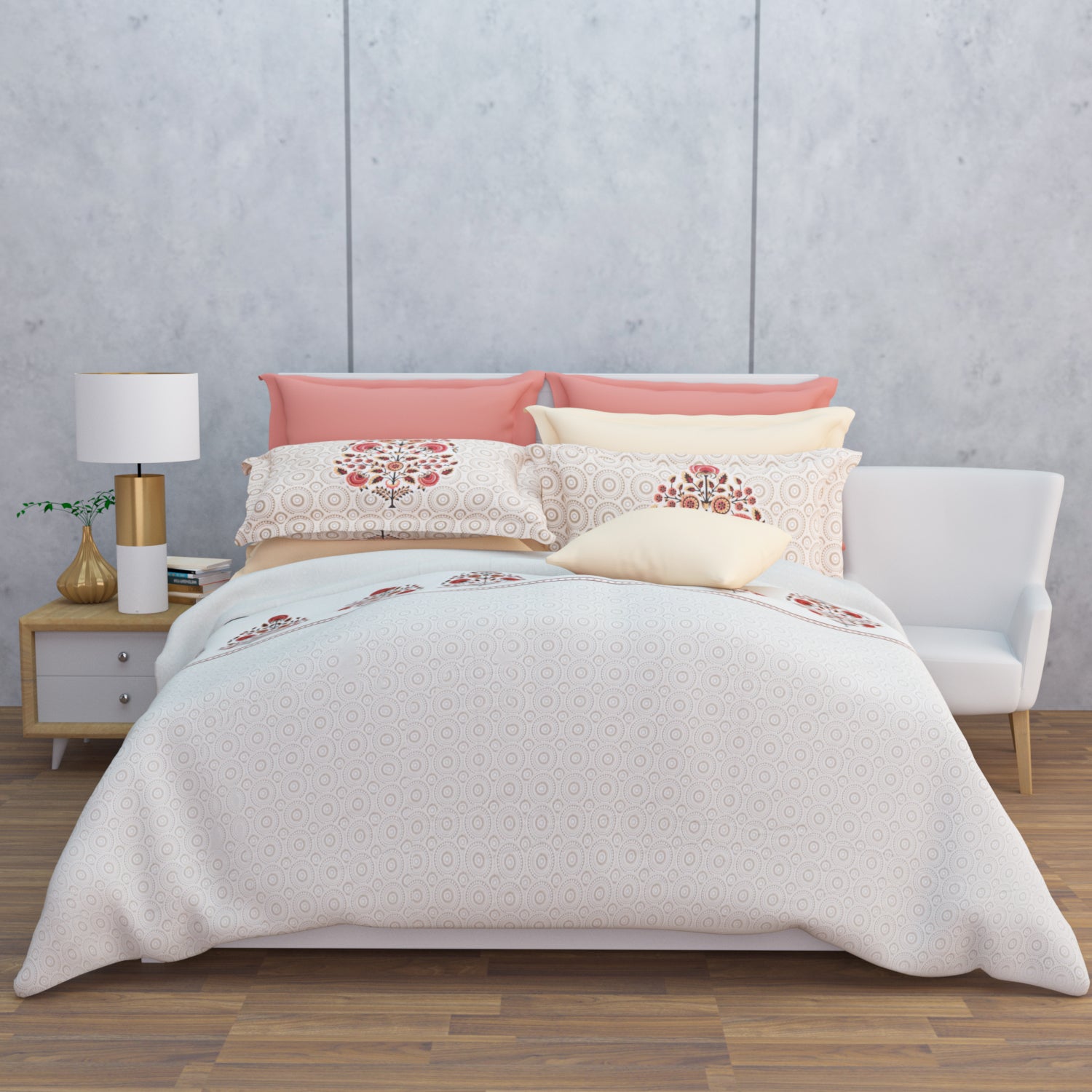 Omera 210 TC Cotton Bedsheet Set - Cream