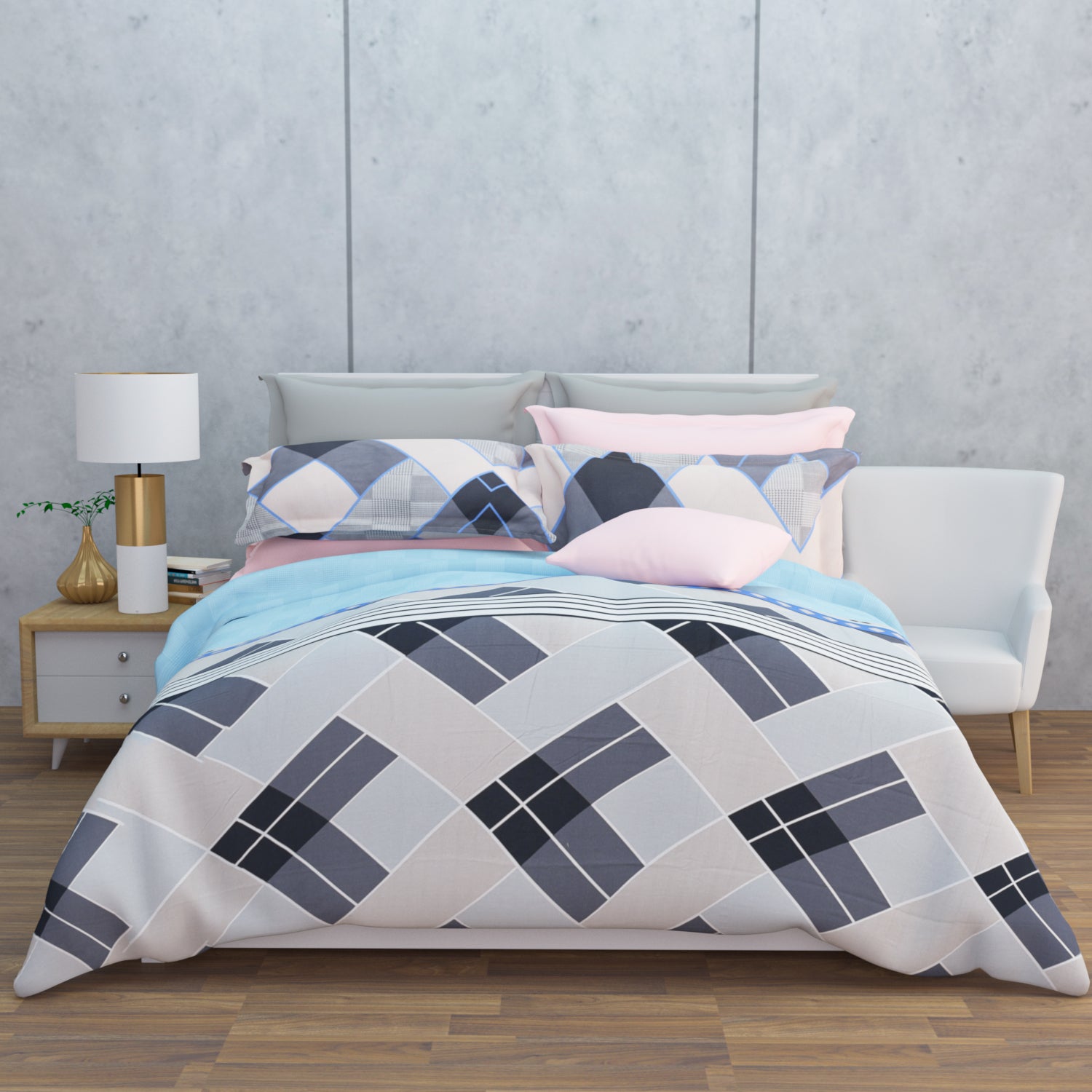 Nuvio 210 TC Cotton Bedsheet Set - Blue