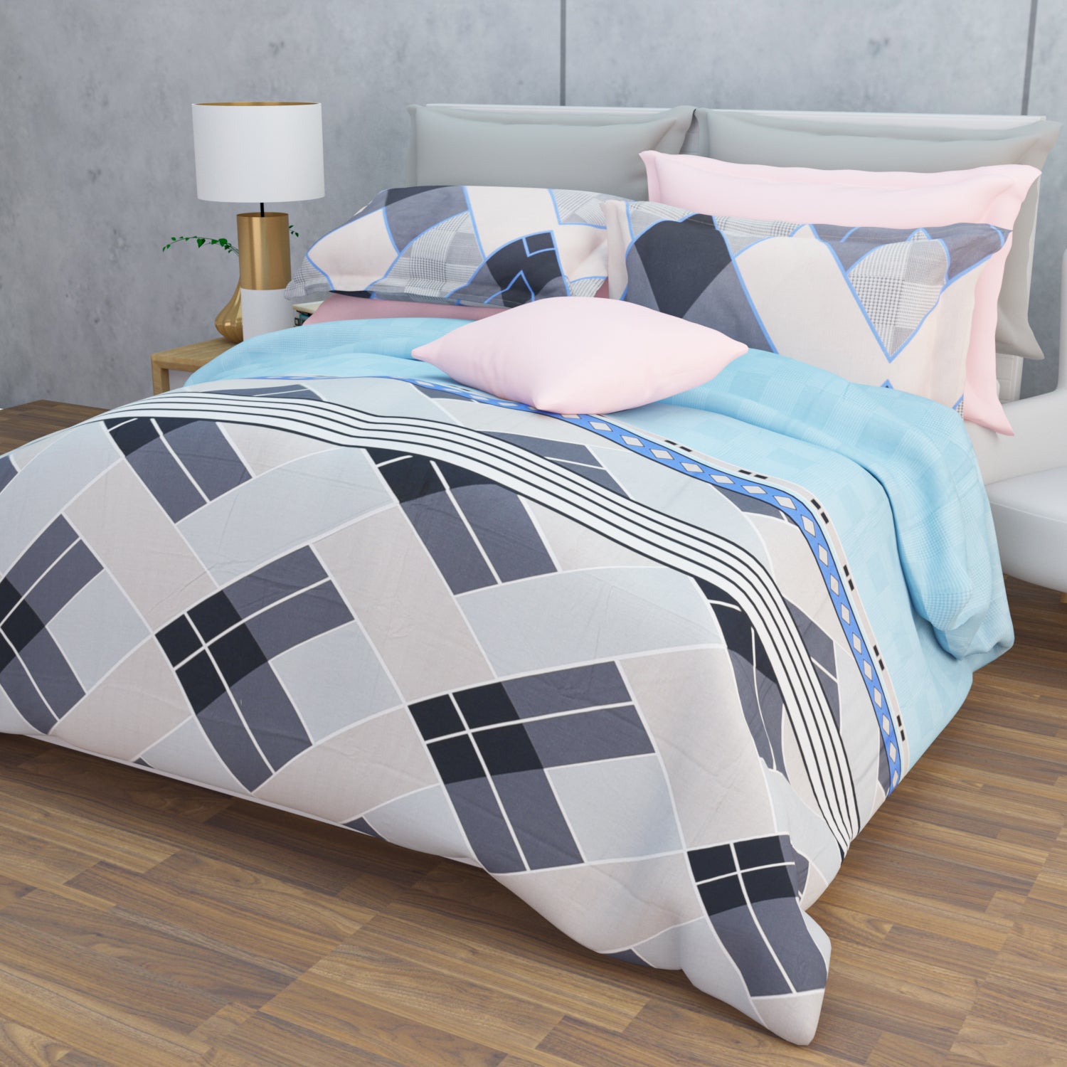 Nuvio 210 TC Cotton Bedsheet Set - Blue