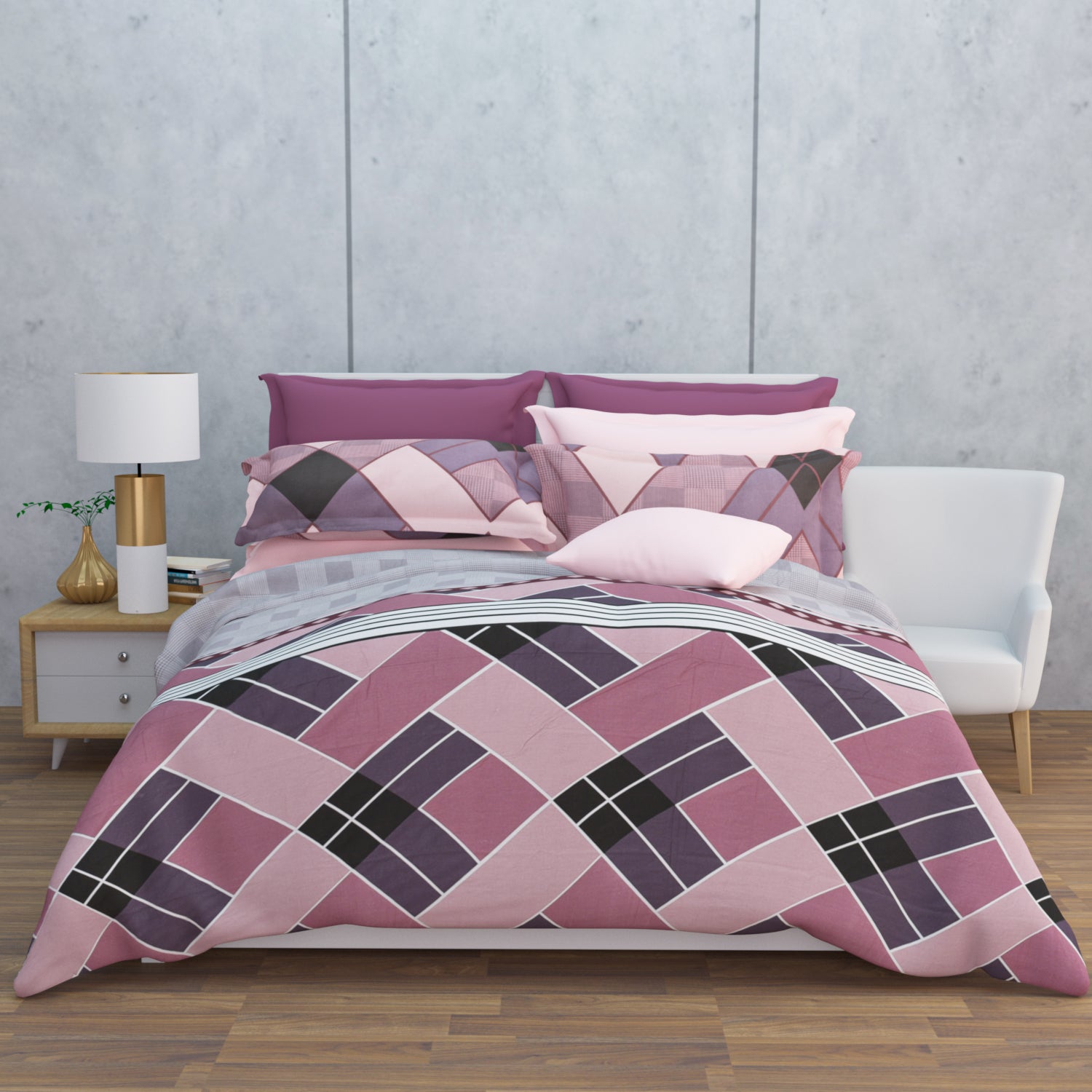 Nuvio 210 TC Cotton Bedsheet Set - Grey