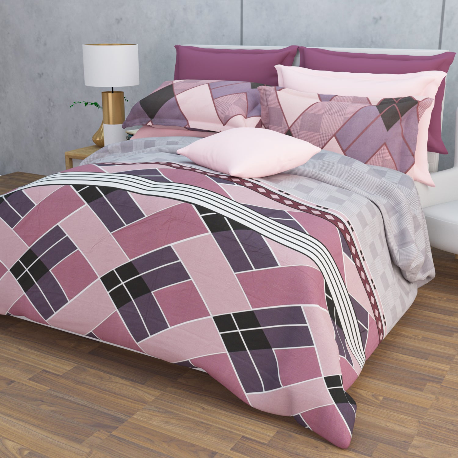 Nuvio 210 TC Cotton Bedsheet Set - Grey