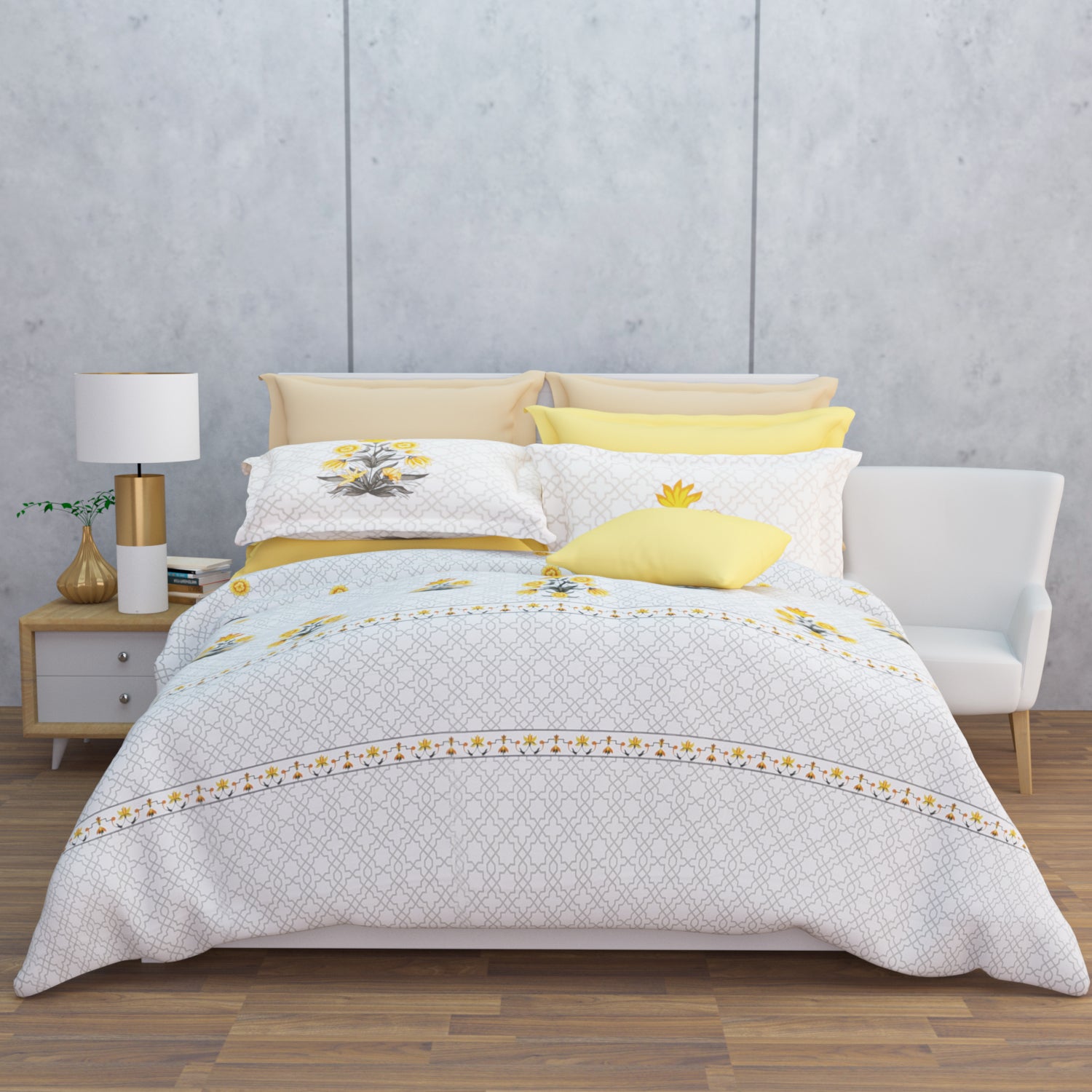 Celandra 210 TC Cotton Bedsheet Set - Ivory