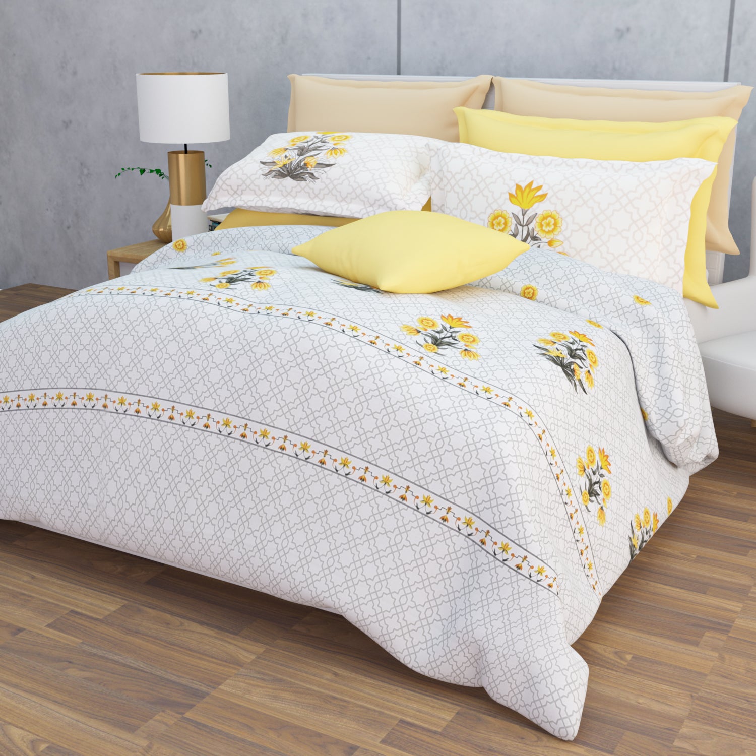 Celandra 210 TC Cotton Bedsheet Set - Ivory