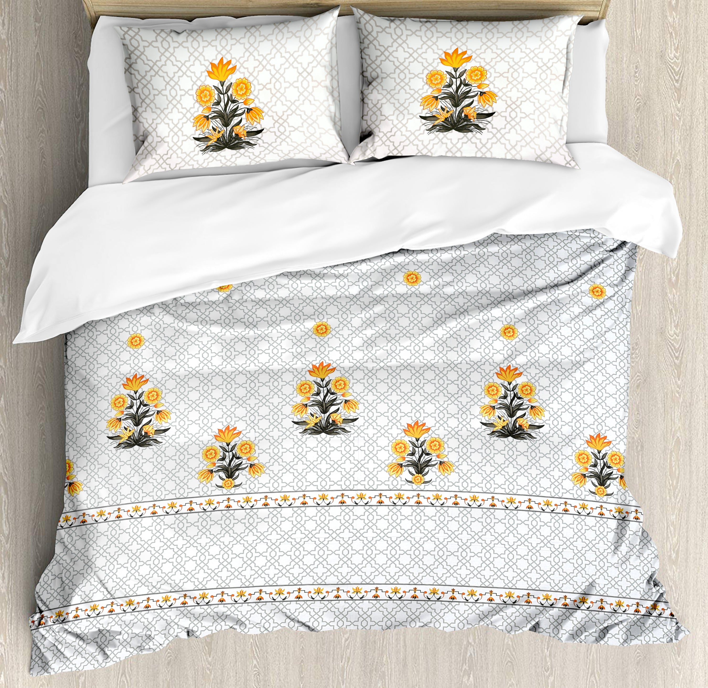 Celandra 210 TC Cotton Bedsheet Set - Ivory