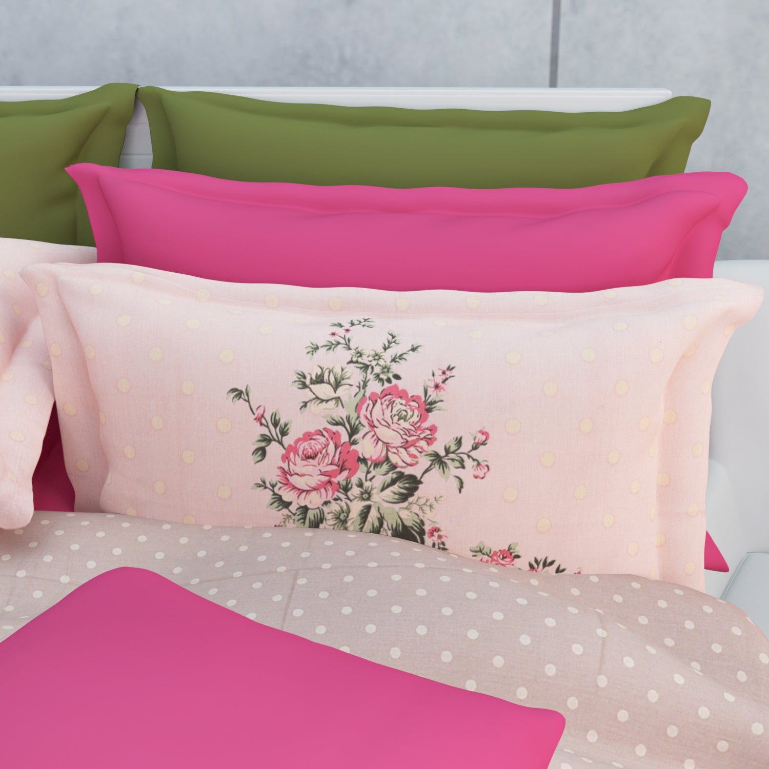 Kenslow 210 TC Cotton Bedsheet Set - Pink