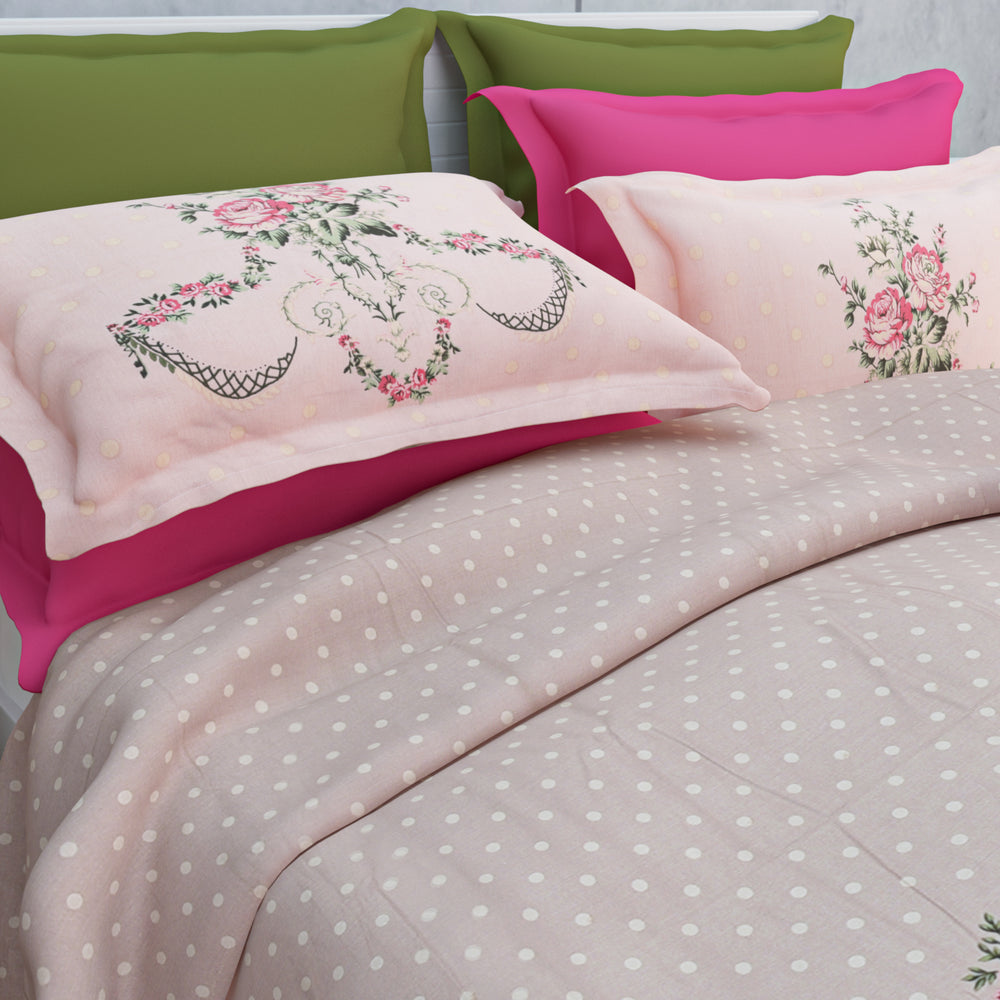 Kenslow 210 TC Cotton Bedsheet Set - Pink