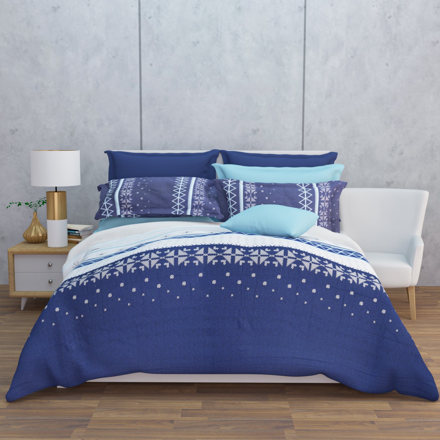Tessaro 210 TC Cotton Bedsheet Set - Blue