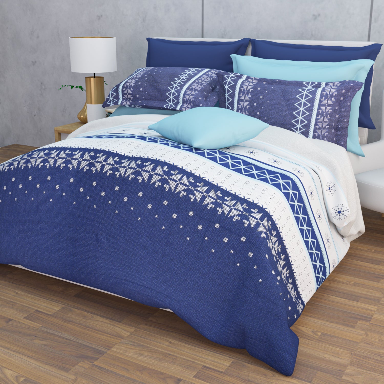 Tessaro 210 TC Cotton Bedsheet Set - Blue