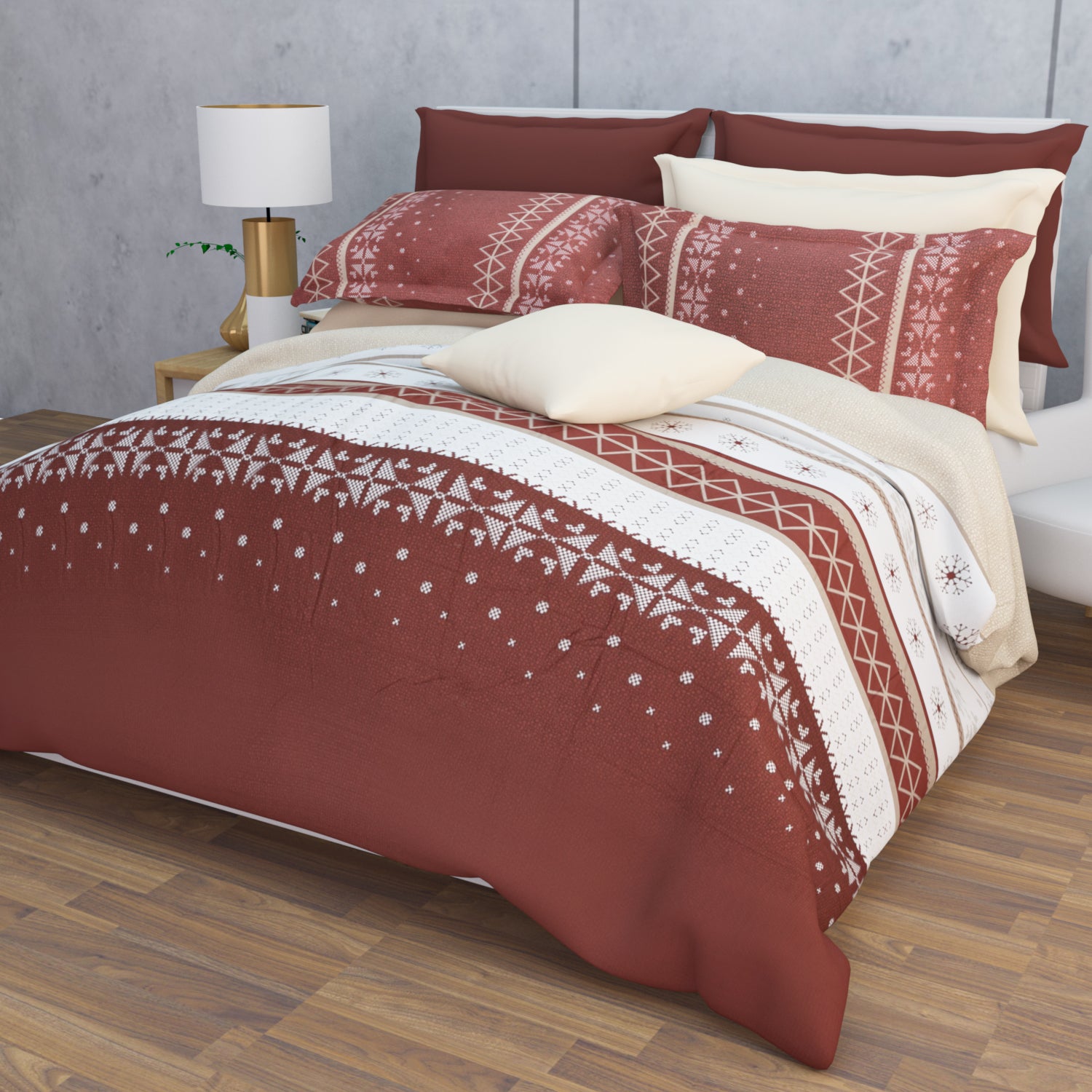 Tessaro 210 TC Cotton Bedsheet Set - Brown