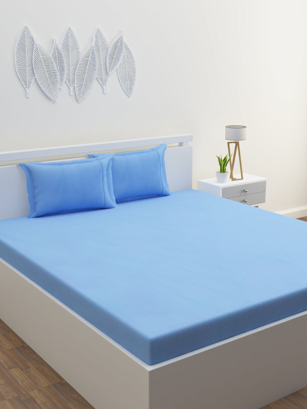 Melange Collection 300 TC Bedsheet Set - Sky Blue