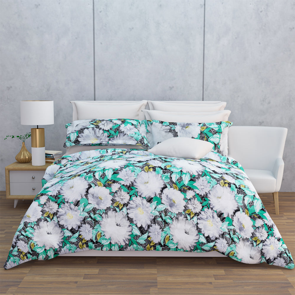 Midnight Bloom 220 TC Bedsheet Set