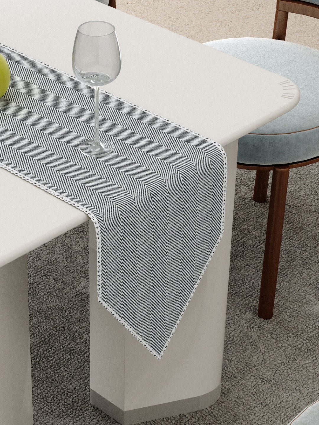 Portia Table Linen Collection - Table Runner - Dark Grey