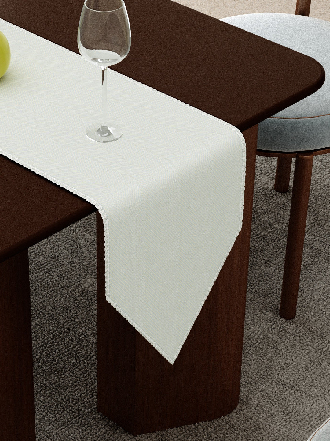 Portia Table Linen Collection - Table Runner - Light Grey