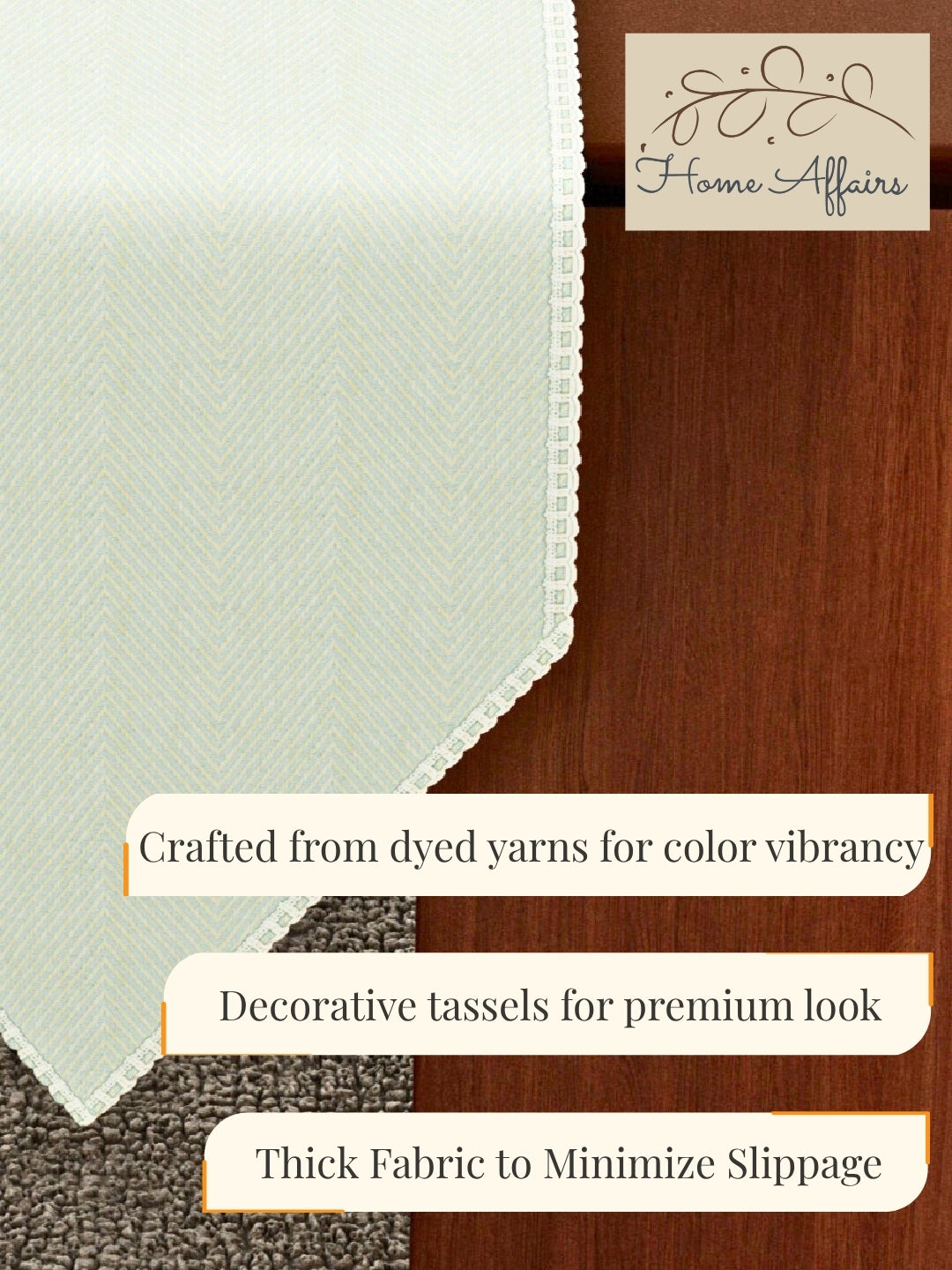 Portia Table Linen Collection - Table Runner - Light Grey