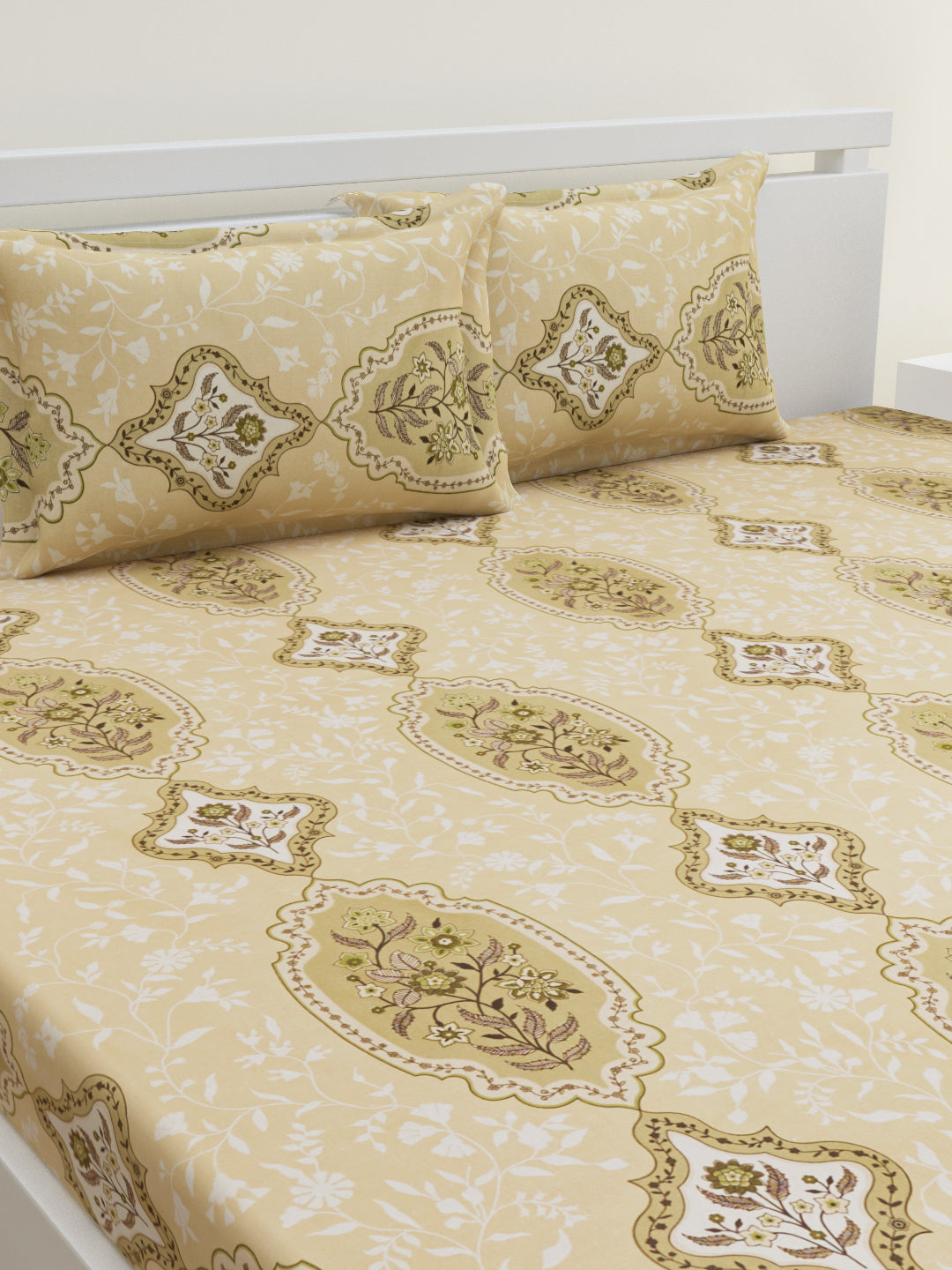 Zehna Cotton Bedsheet Set | Everyday Bedwear - Tan