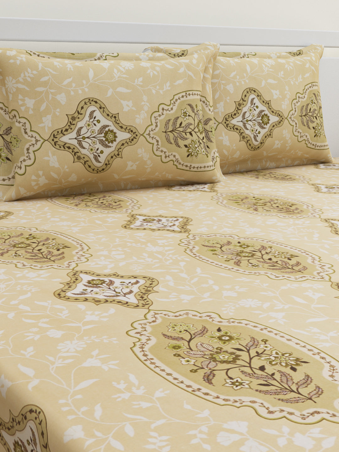 Zehna Cotton Bedsheet Set | Everyday Bedwear - Tan