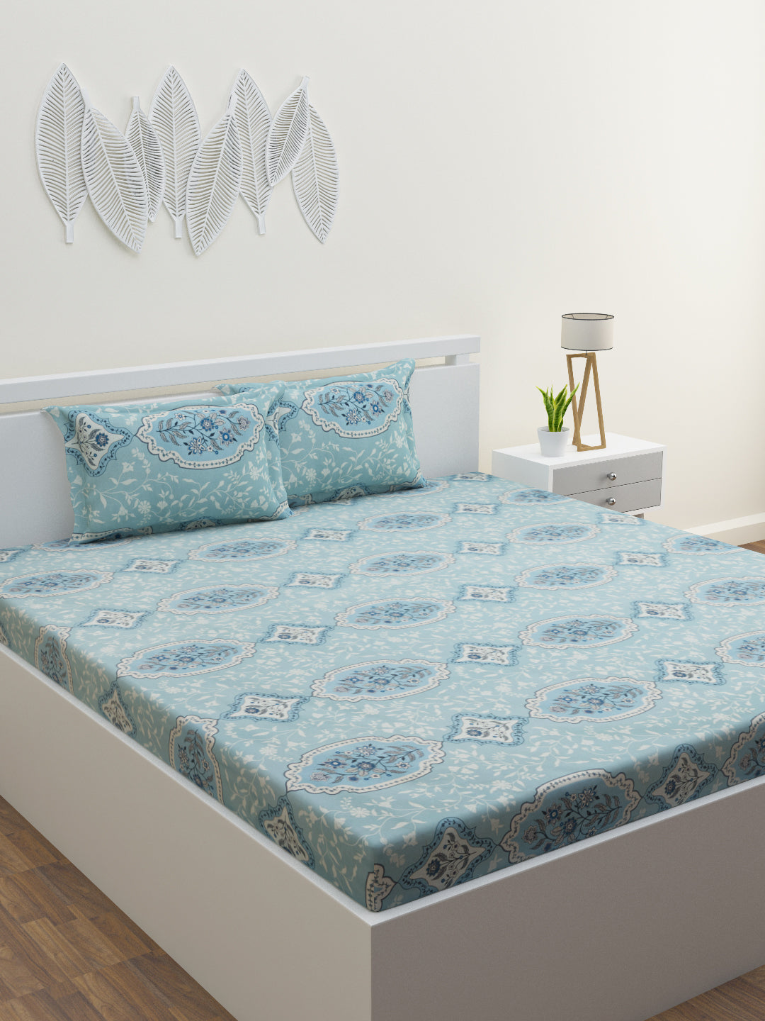 Zehna Cotton Bedsheet Set | Everyday Bedwear - Blue