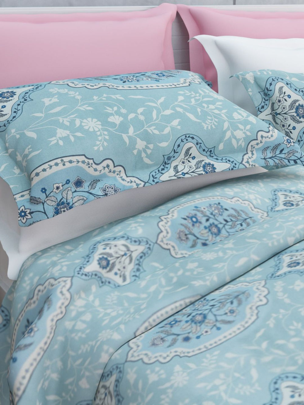 Zehna Cotton Bedsheet Set | Everyday Bedwear - Blue