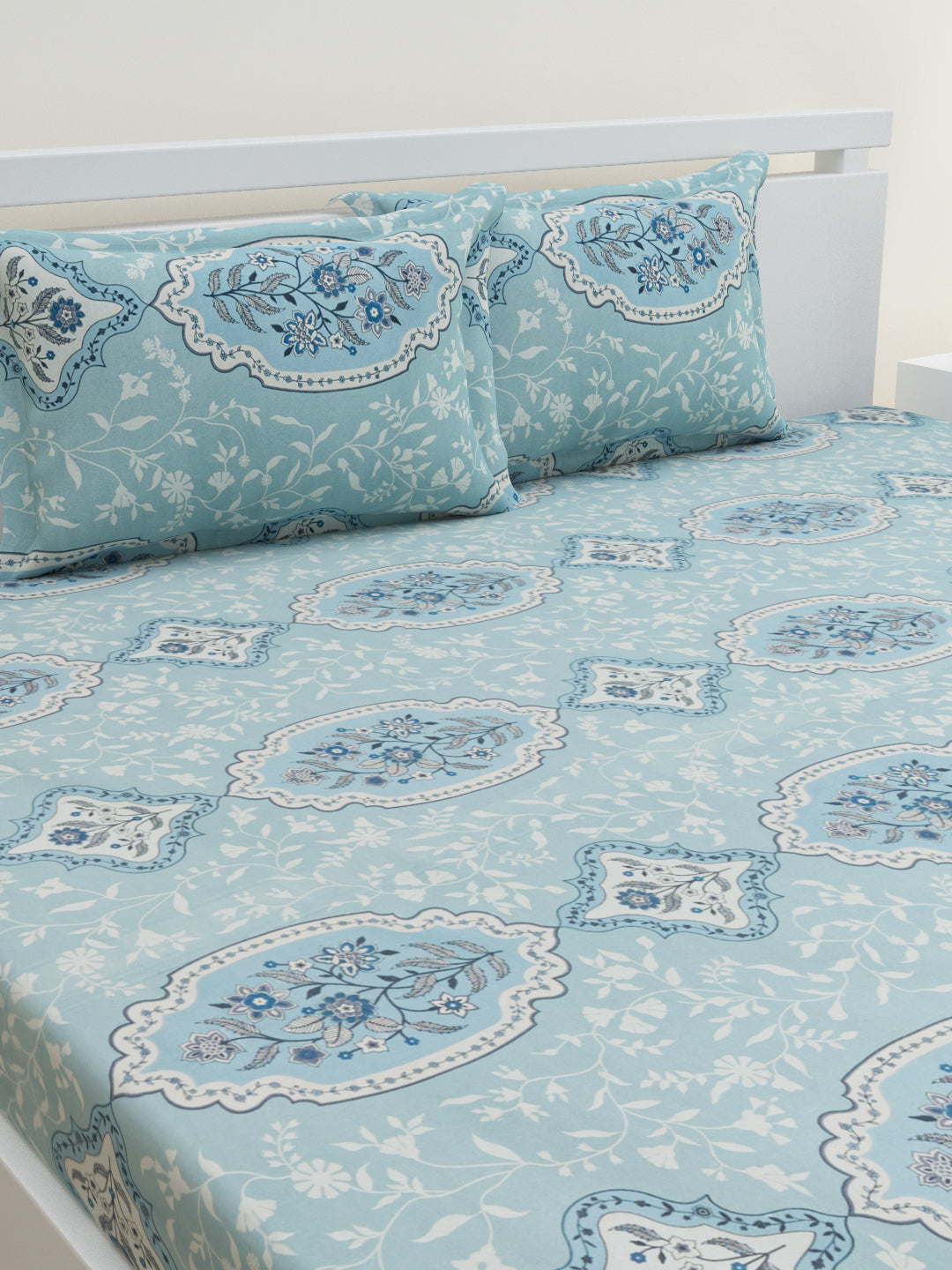 Zehna Cotton Bedsheet Set | Everyday Bedwear - Blue