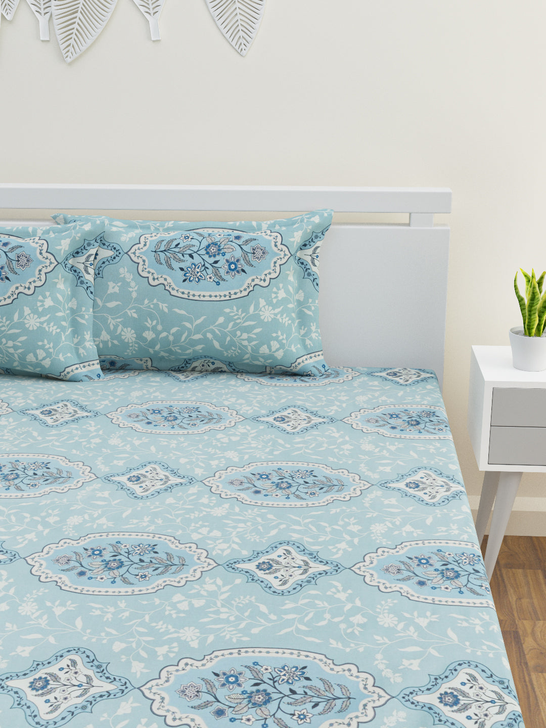 Zehna Cotton Bedsheet Set | Everyday Bedwear - Blue