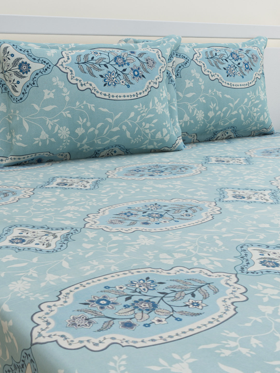 Zehna Cotton Bedsheet Set | Everyday Bedwear - Blue