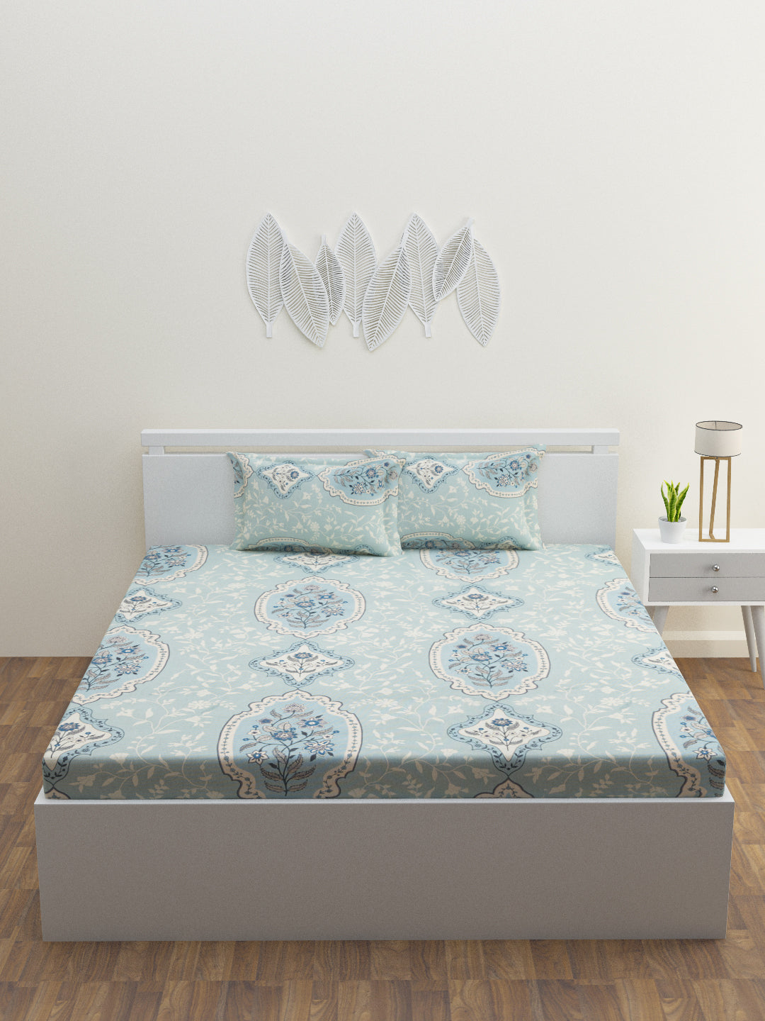 Zehna Cotton Bedsheet Set | Everyday Bedwear - Blue