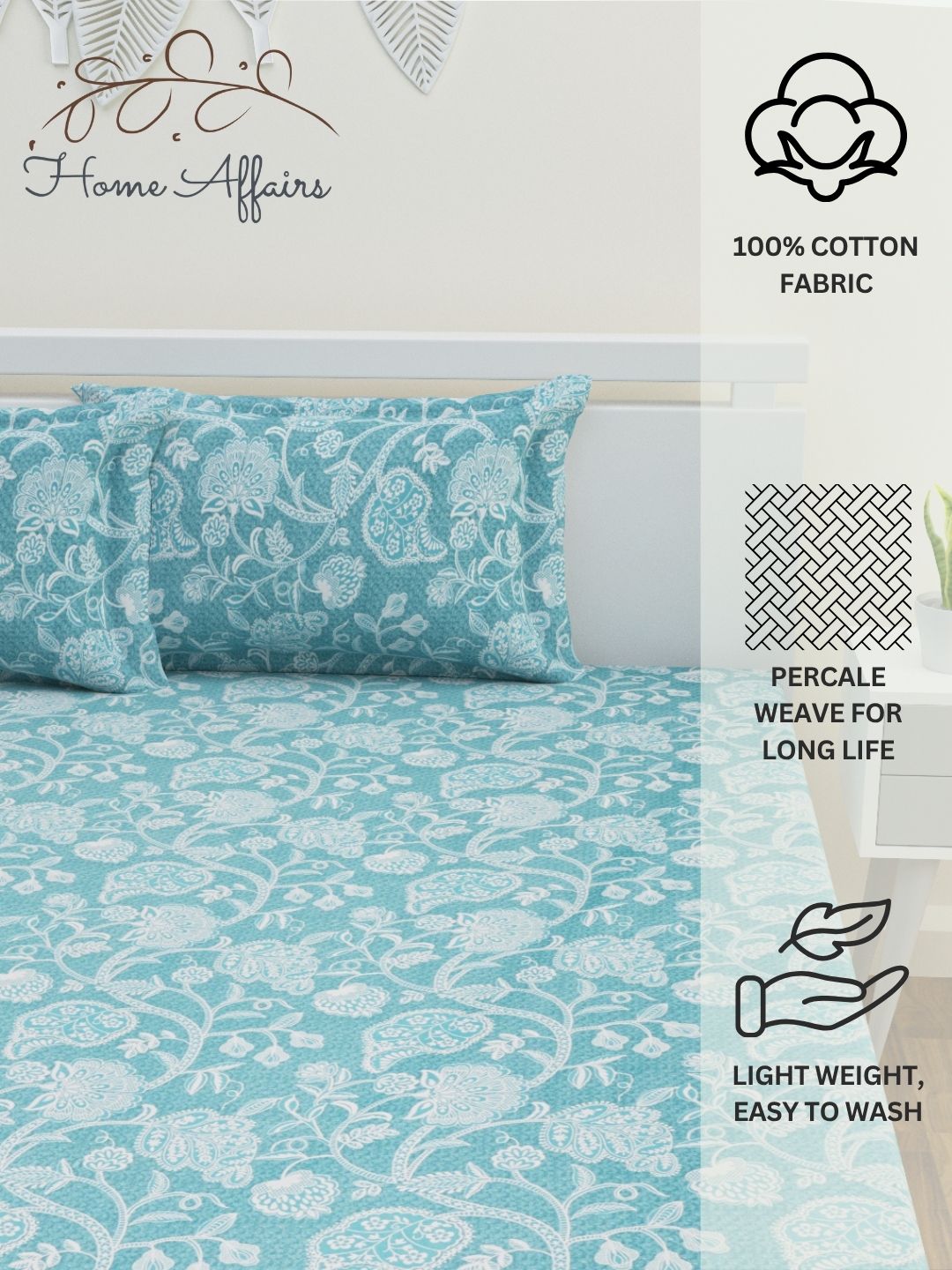Niraaz Cotton Bedsheet Set | Everyday Bedwear - Blue